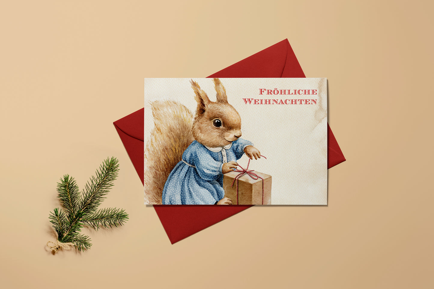 Weihnachtskarten Set | Niedliche Weihnachtstiere Aquarell 2
