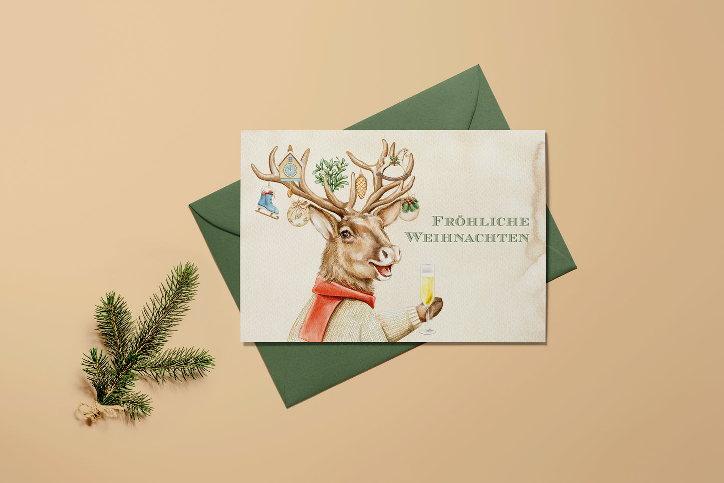 Weihnachtskarten Set | Niedliche Weihnachtstiere Aquarell 2