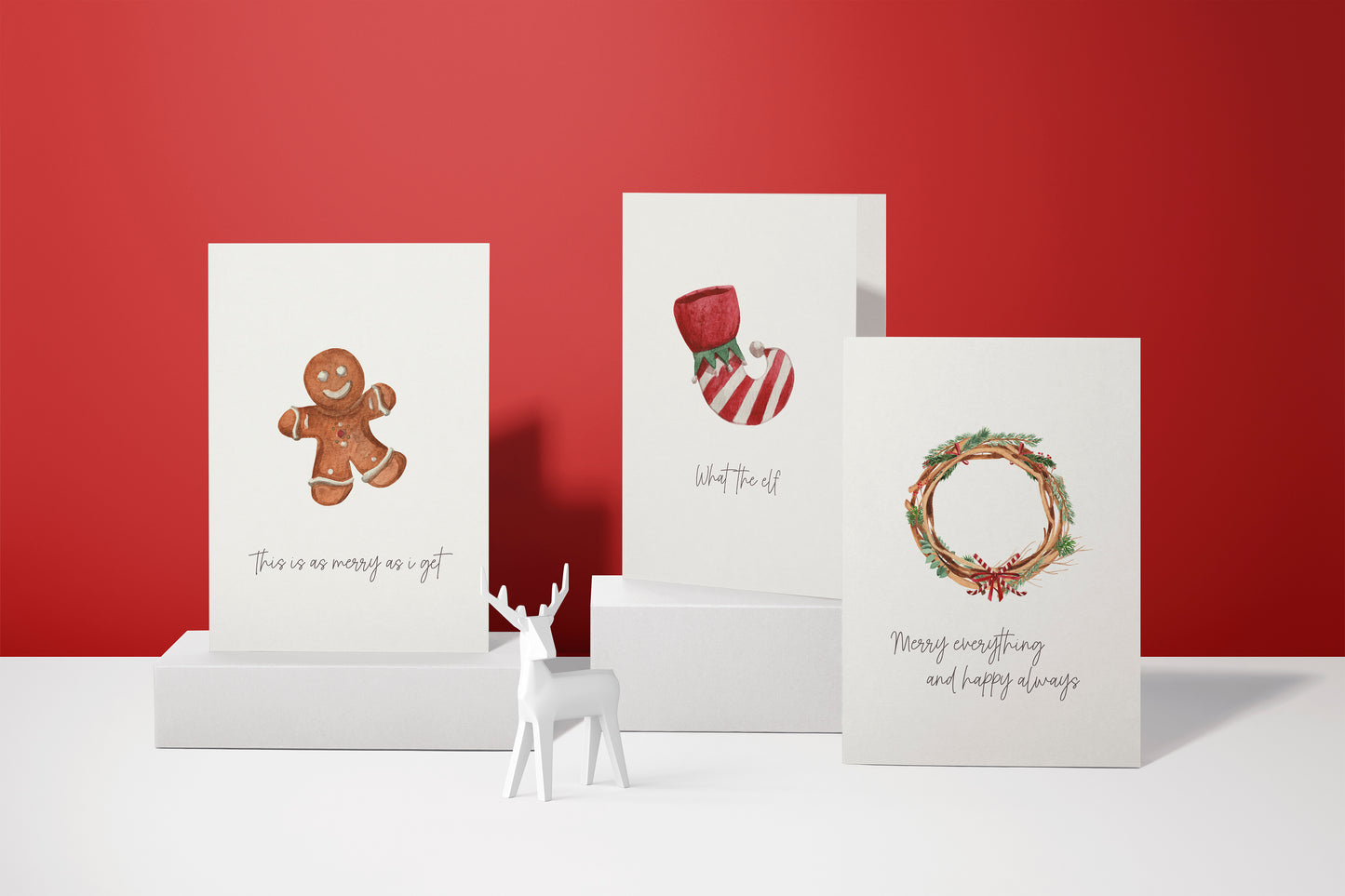 Weihnachtskarten Set | Funny quotes Aquarell