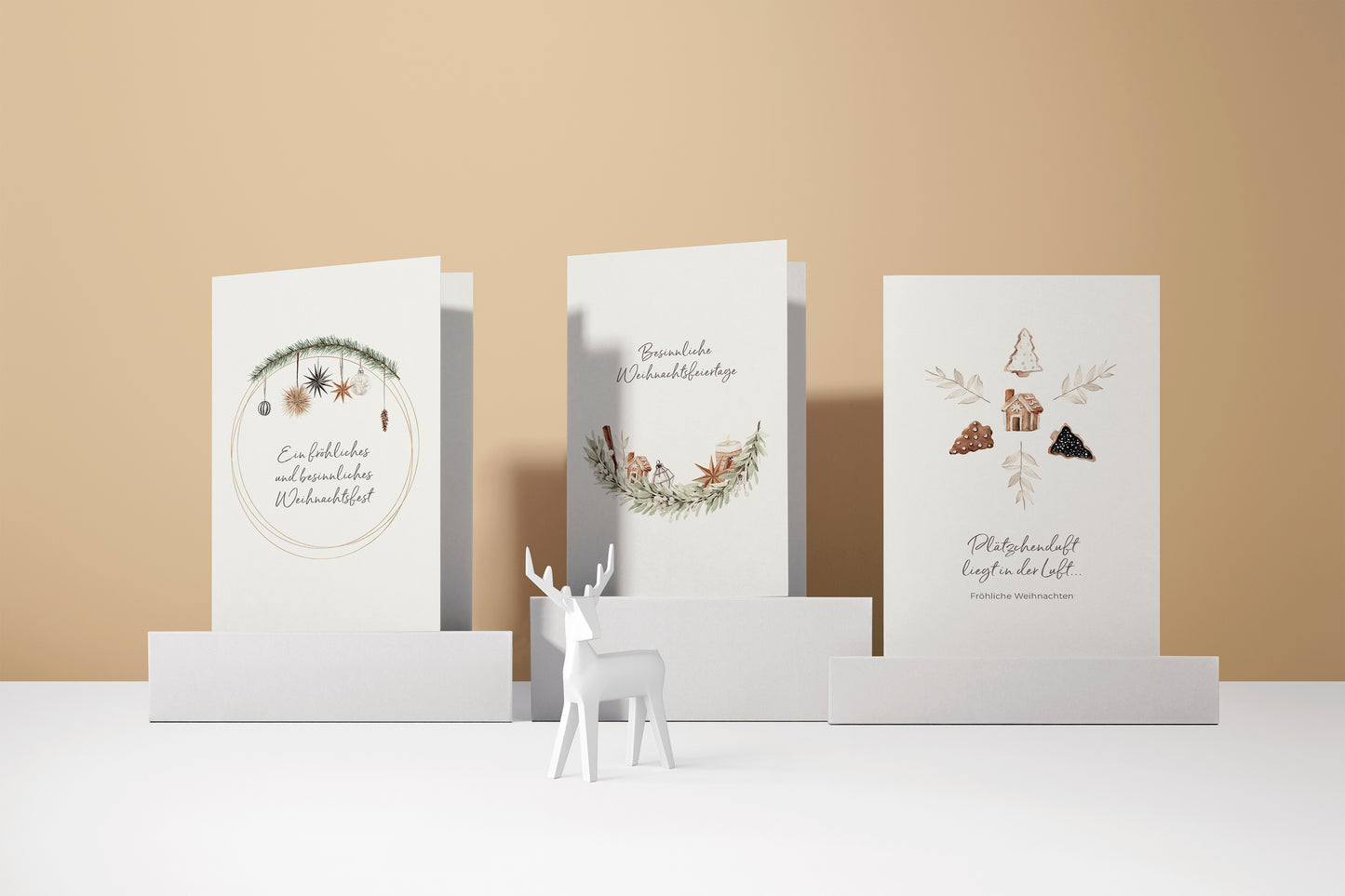 Weihnachtskarten Set | Zweige schlicht & klassisch