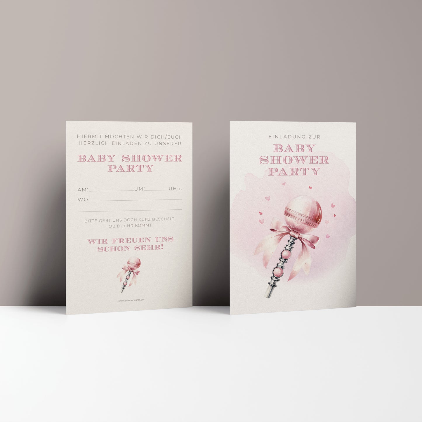 5x/10x Einladungskarten zur Baby Shower Party | Babyparty für Mädchen | Premium-Karton | Große Karte (115mm x 170mm)