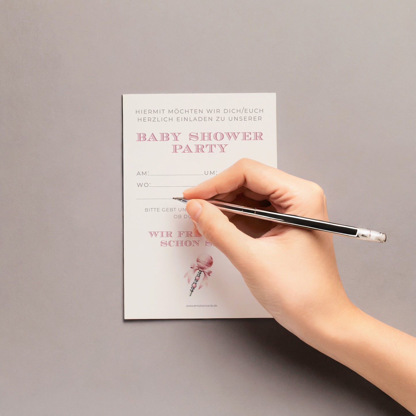 5x/10x Einladungskarten zur Baby Shower Party | Babyparty für Mädchen | Premium-Karton | Große Karte (115mm x 170mm)