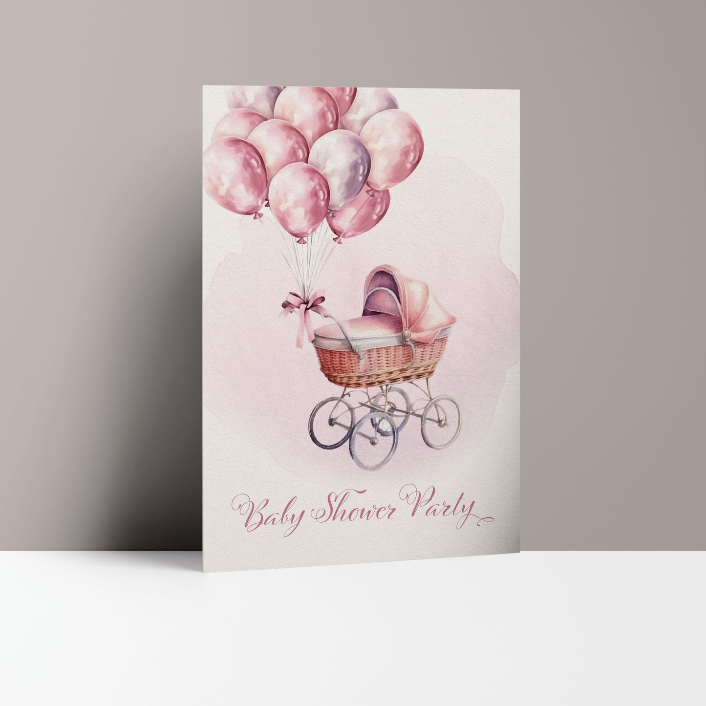 5x/10x Einladungskarten zur Baby Shower Party | Babyparty für Mädchen | Premium-Karton | Große Karte (115mm x 170mm)