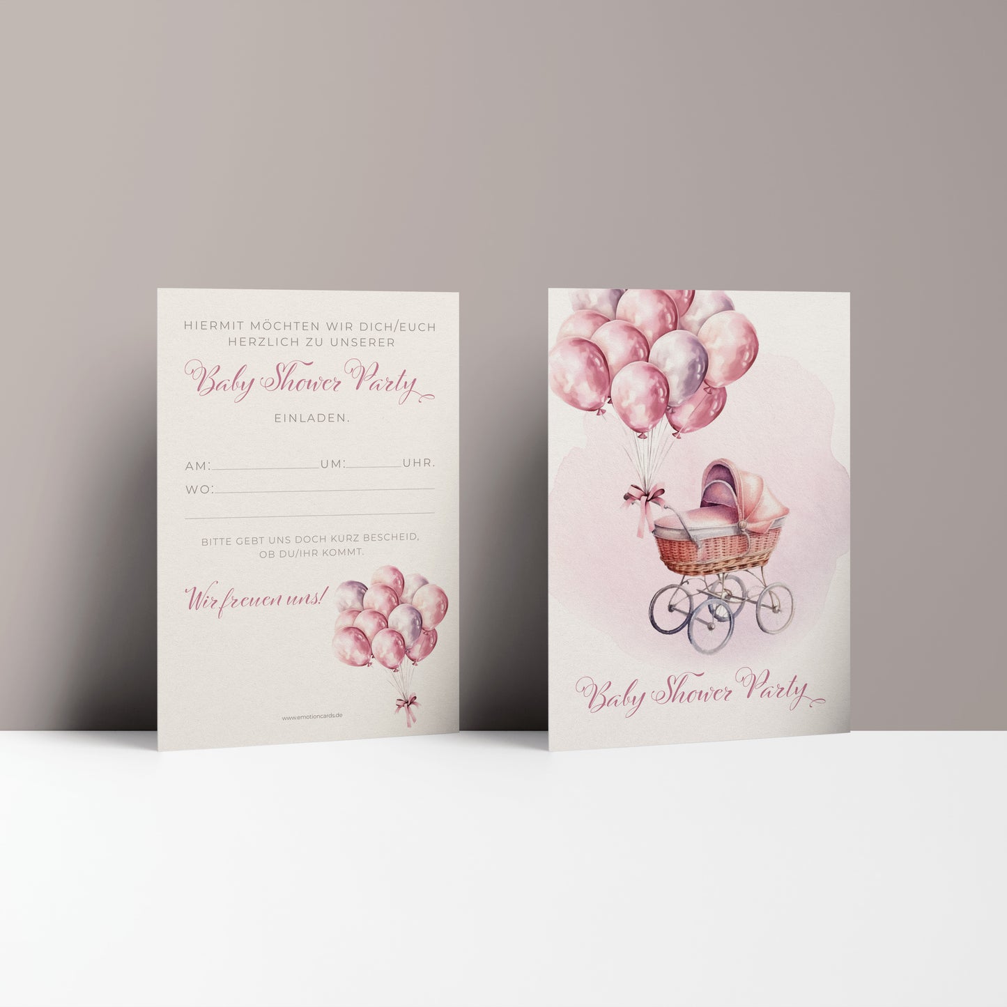 5x/10x Einladungskarten zur Baby Shower Party | Babyparty für Mädchen | Premium-Karton | Große Karte (115mm x 170mm)