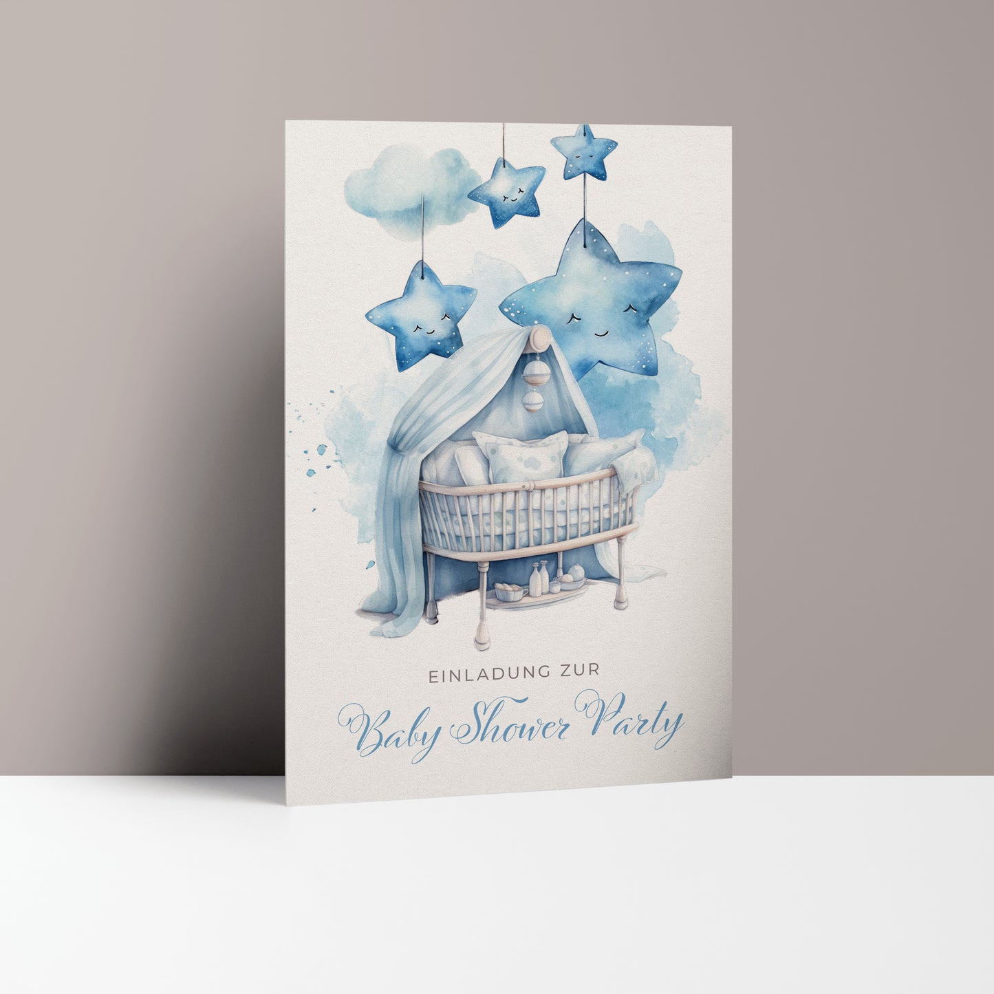 5x/10x Einladungskarten zur Baby Shower Party | Babyparty für Jungen | Premium-Karton | Große Karte (115mm x 170mm)