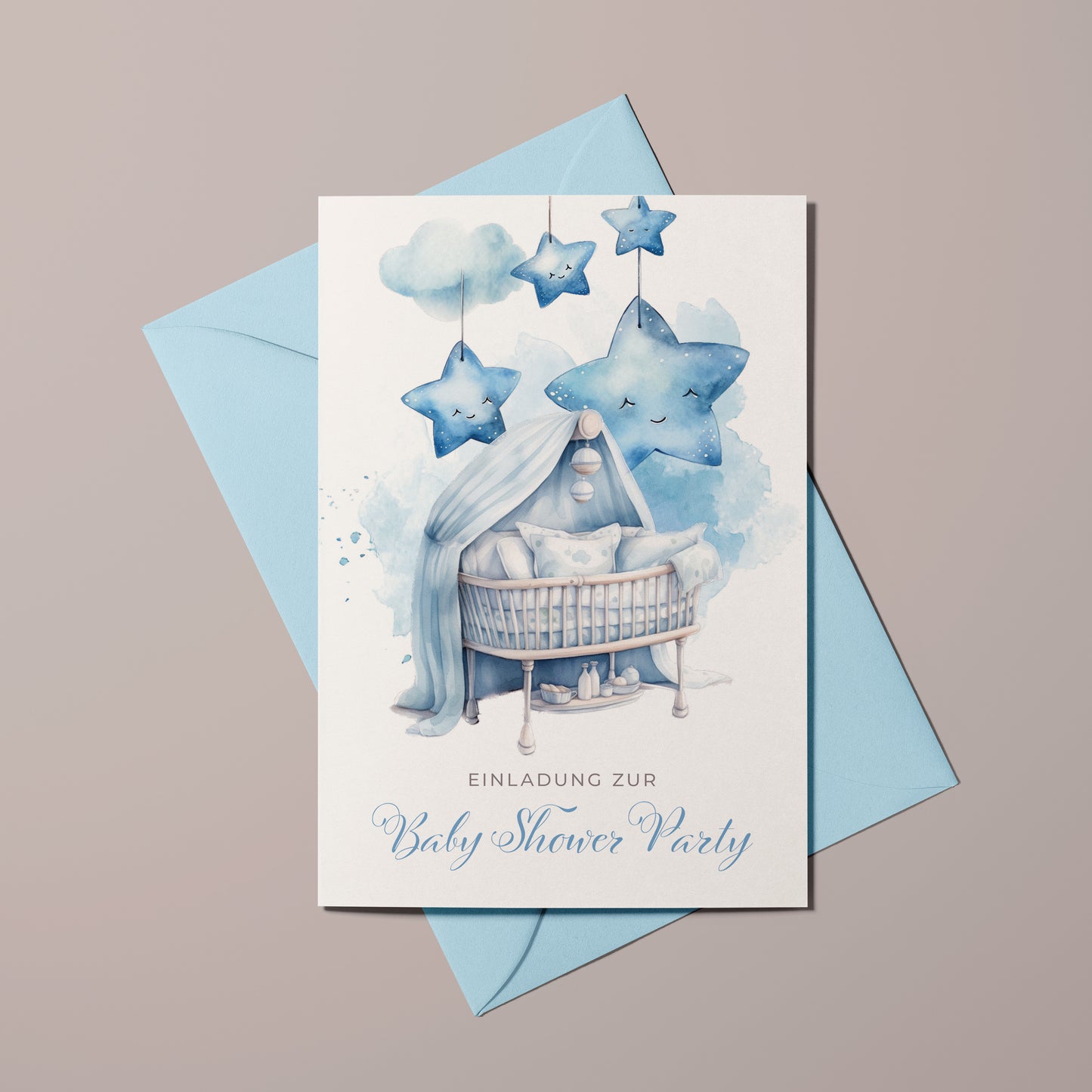 5x/10x Einladungskarten zur Baby Shower Party | Babyparty für Jungen | Premium-Karton | Große Karte (115mm x 170mm)