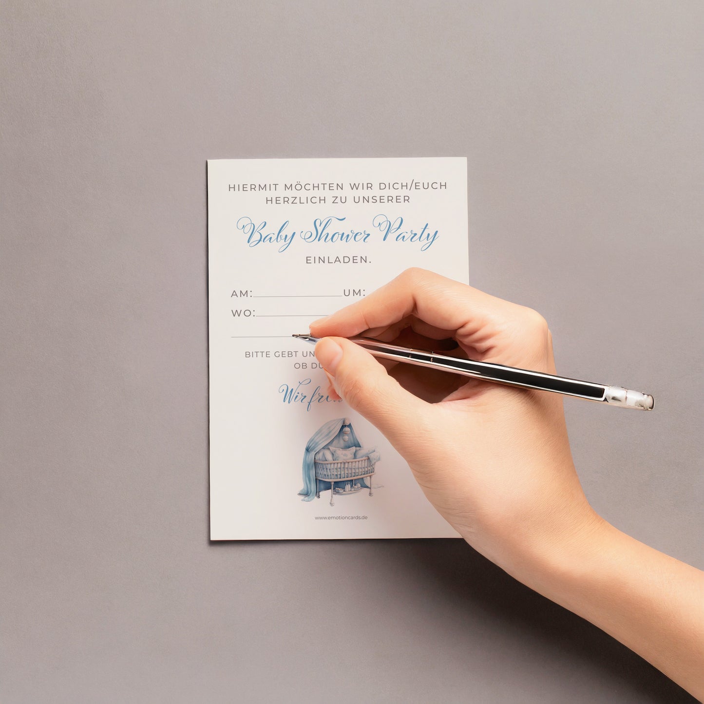 5x/10x Einladungskarten zur Baby Shower Party | Babyparty für Jungen | Premium-Karton | Große Karte (115mm x 170mm)