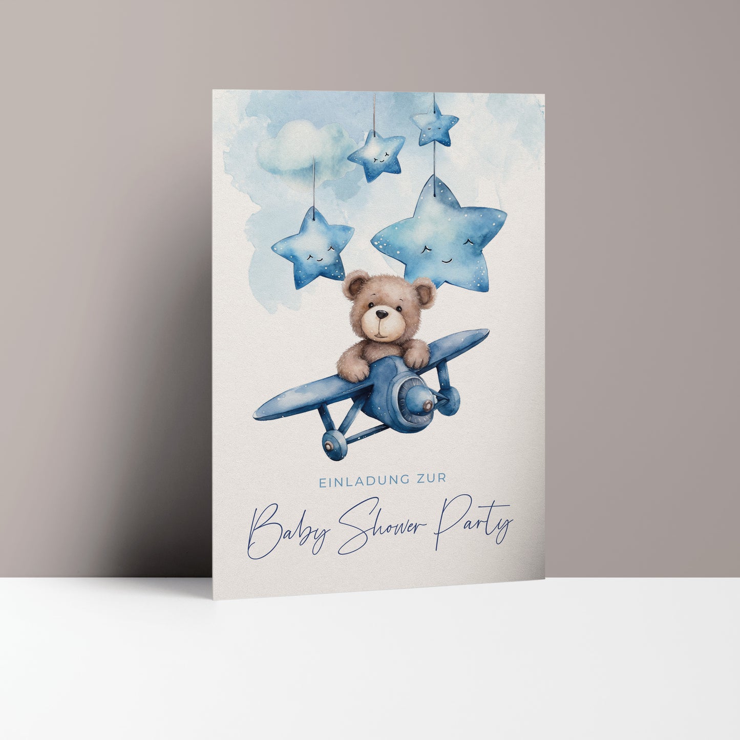 5x/10x Einladungskarten zur Baby Shower Party | Babyparty für Jungen | Premium-Karton | Große Karte (115mm x 170mm)