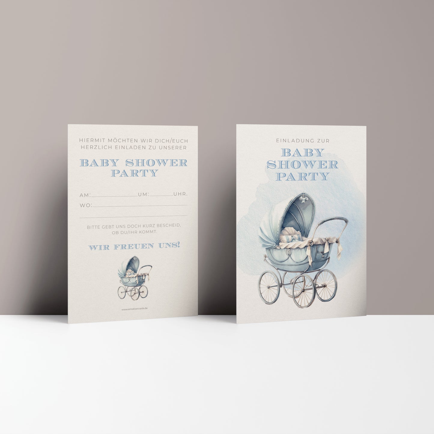 5x/10x Einladungskarten zur Baby Shower Party | Babyparty für Jungen | Premium-Karton | Große Karte (115mm x 170mm)
