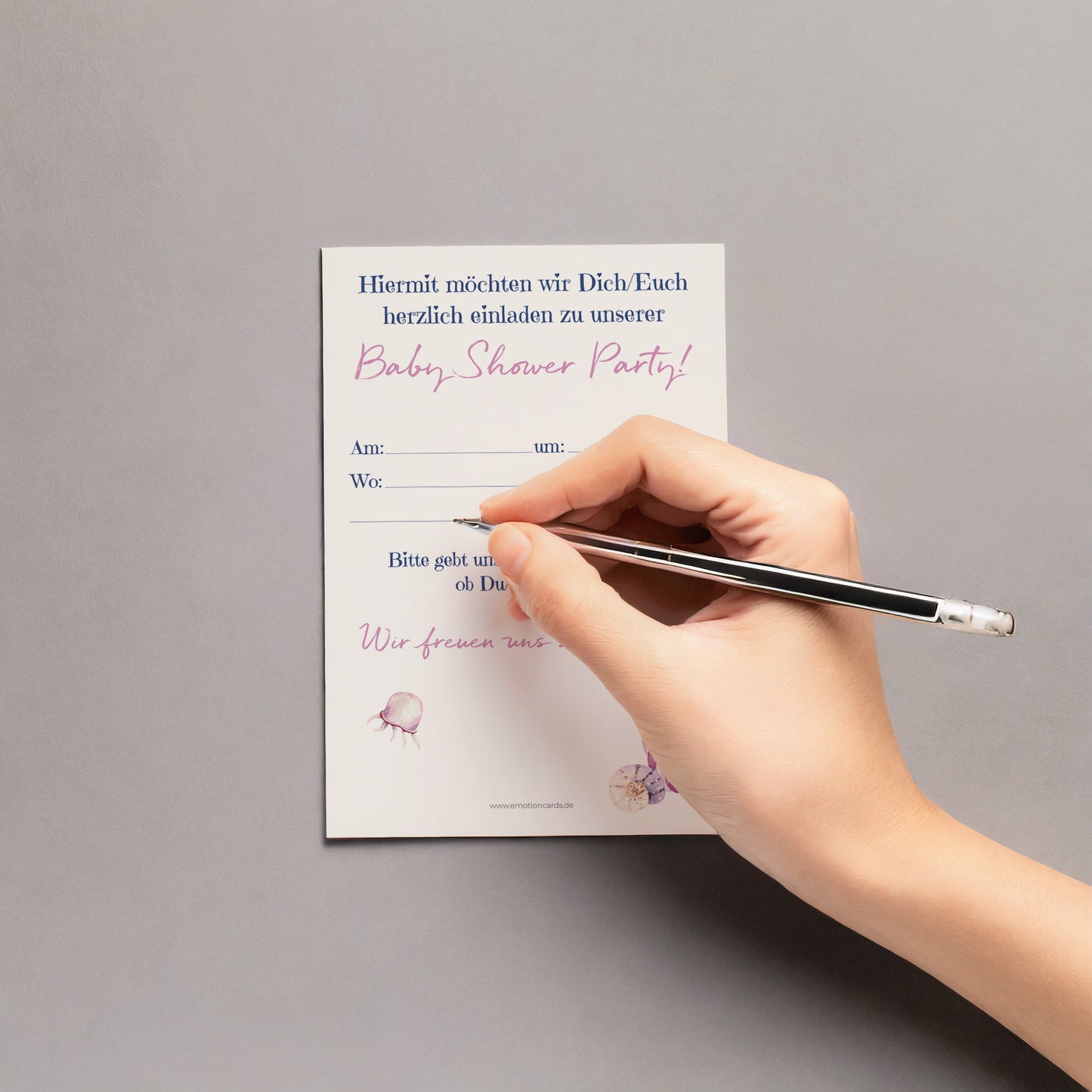 5x/10x Einladungskarten zur Baby Shower Party | Babyparty für Mädchen | Premium-Karton | Große Karte (115mm x 170mm)