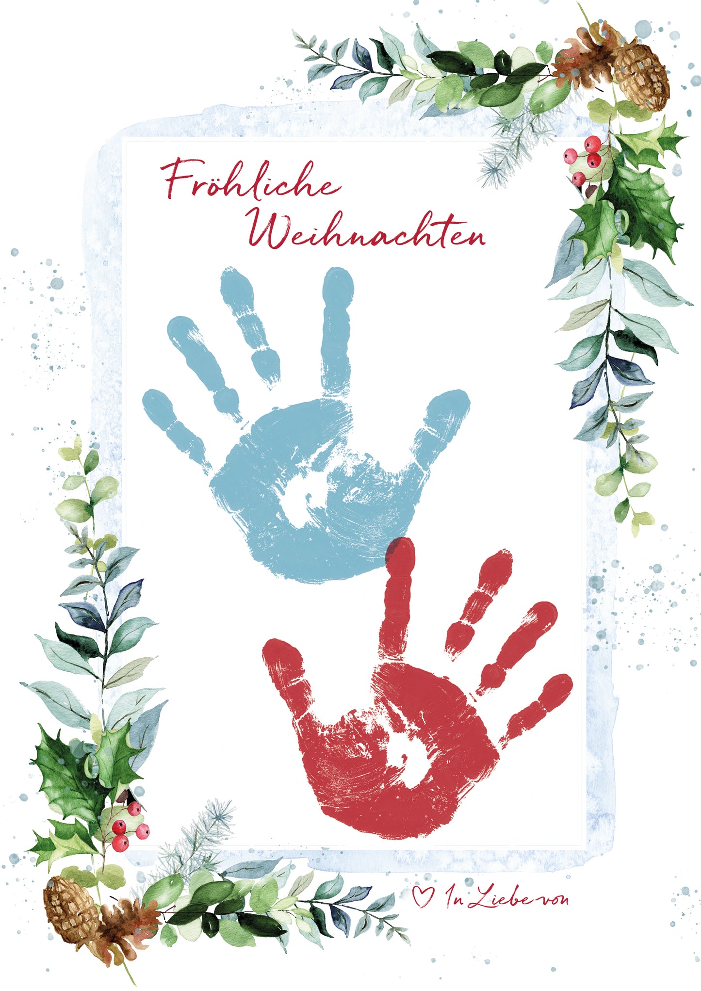 DIY Kinder Handabdruck zu Weihnachten | Fröhliche Weihnachten Stechpalme & Zapfen