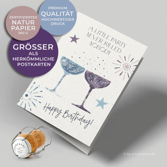 Elegante Geburtstagskarte (Klappkarte) | Happy Birthday | Premium-Karton | Inkl. Umschlag | Große Karte (115mm x 170mm)