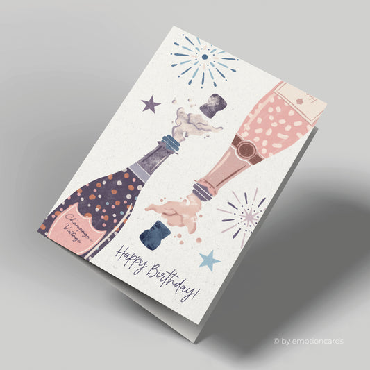 Geburtstagskarte | Happy Birthday! | Knallende Champagner Korken