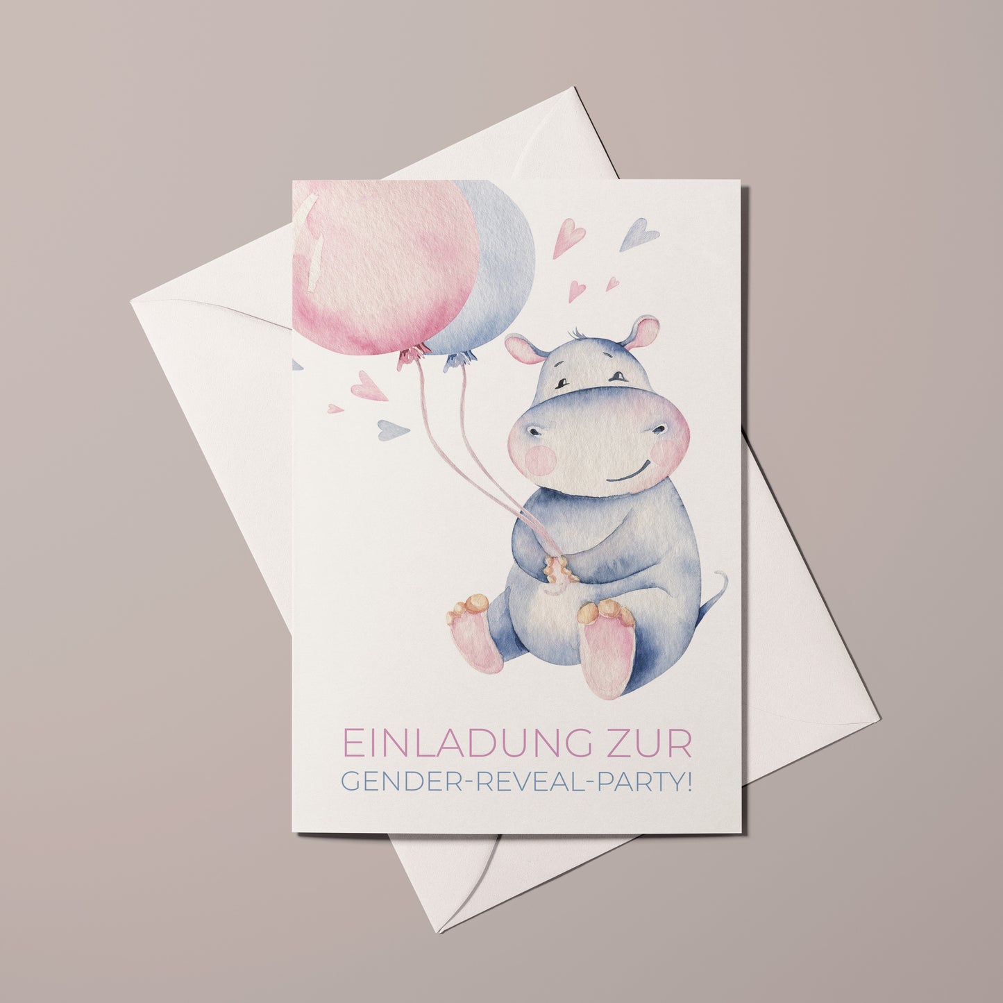 5x/10x Einladungskarten zur Gender Reveal Party | Baby Geschlecht Enthüllung | Premium-Karton | Große Karte (115mm x 170mm)