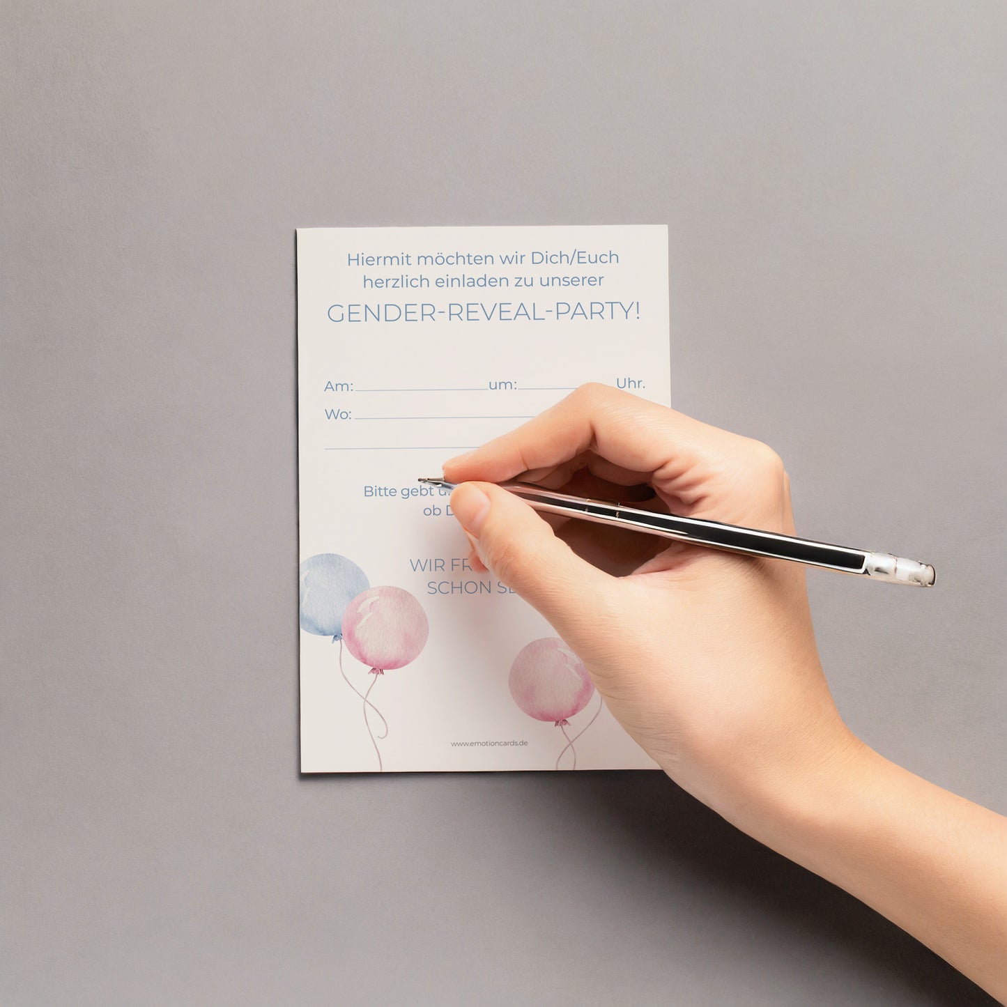 5x/10x Einladungskarten zur Gender Reveal Party | Baby Geschlecht Enthüllung | Premium-Karton | Große Karte (115mm x 170mm)