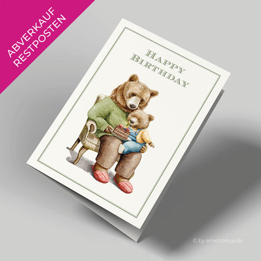 Geburtstagskarte | Papa & Baby Bär mit Geburtstagstorte