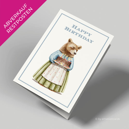 Geburtstagskarte | Happy Birthday | Mamabär mit Torte