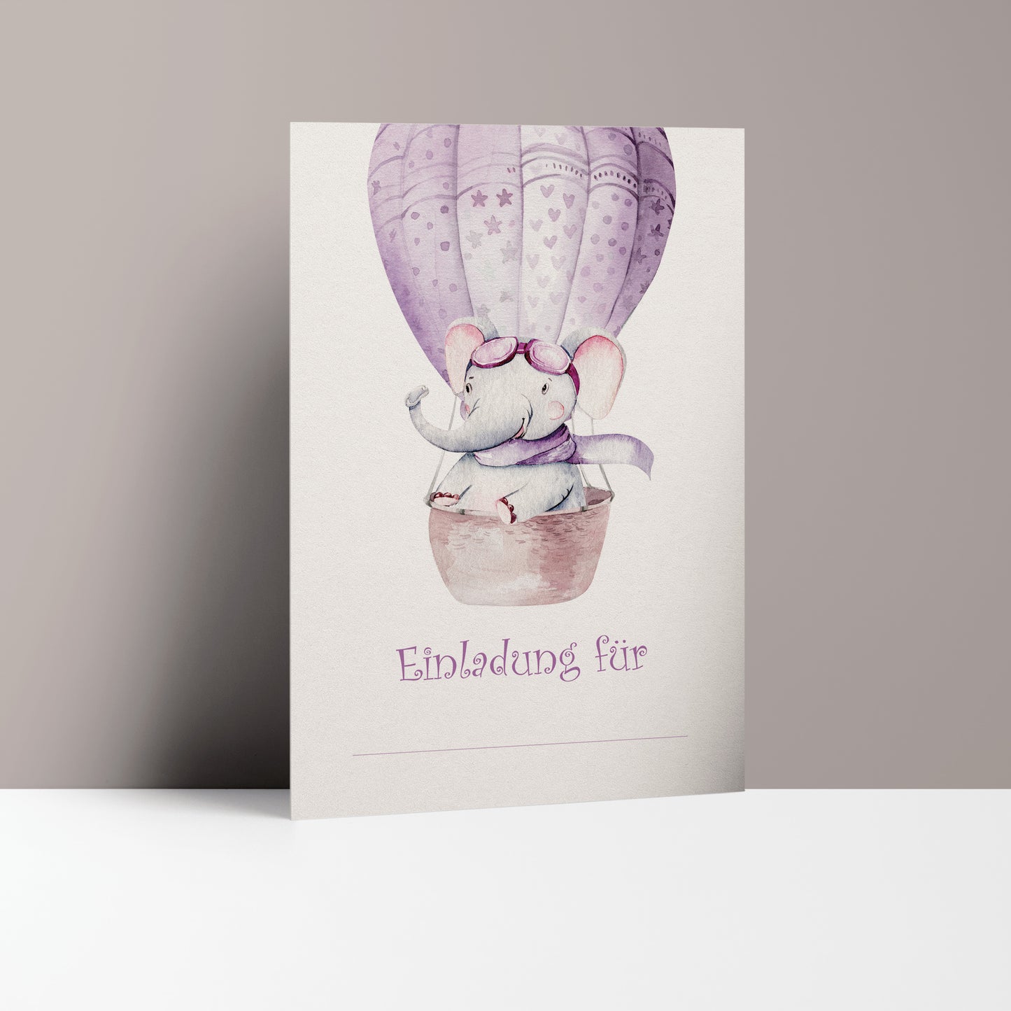 5x/10x Einladungskarten zum Kindergeburtstag | Süßer Elefant im Heißluftballon | Premium-Karton | Große Karte (115mm x 170mm)