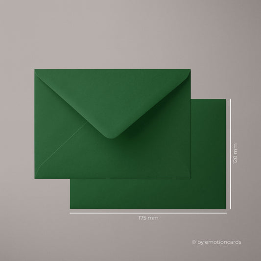Kuvert Dunkelgrün | Format DIN B6 (175 x 120 mm) mit spitzer Klappe | Nassklebend