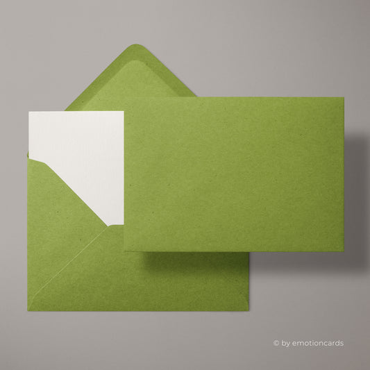 Kraftpapier Kuvert Maigrün | Format DIN B6 (177 x 125 mm) mit spitzer Klappe | Nassklebend
