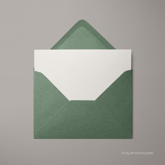Kraftpapier Kuvert Eukalyptus Grün | Format DIN B6 (177 x 125 mm) mit spitzer Klappe | Nassklebend