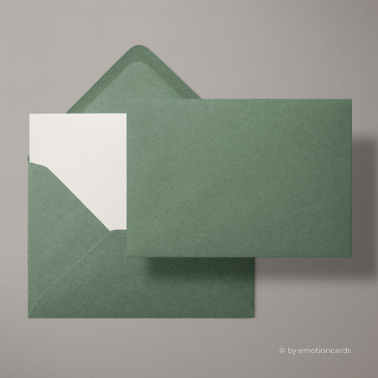 Kraftpapier Kuvert Eukalyptus Grün | Format DIN B6 (177 x 125 mm) mit spitzer Klappe | Nassklebend