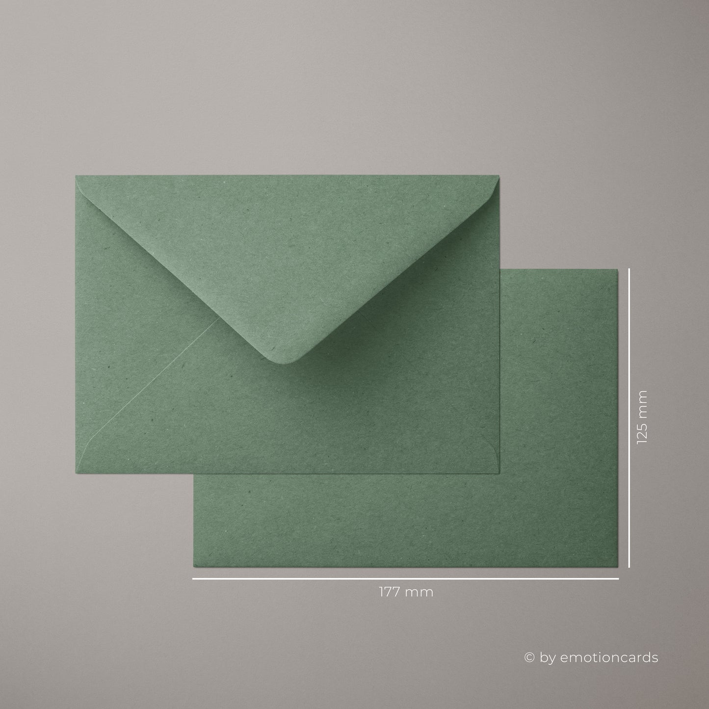 Kraftpapier Kuvert Eukalyptus Grün | Format DIN B6 (177 x 125 mm) mit spitzer Klappe | Nassklebend