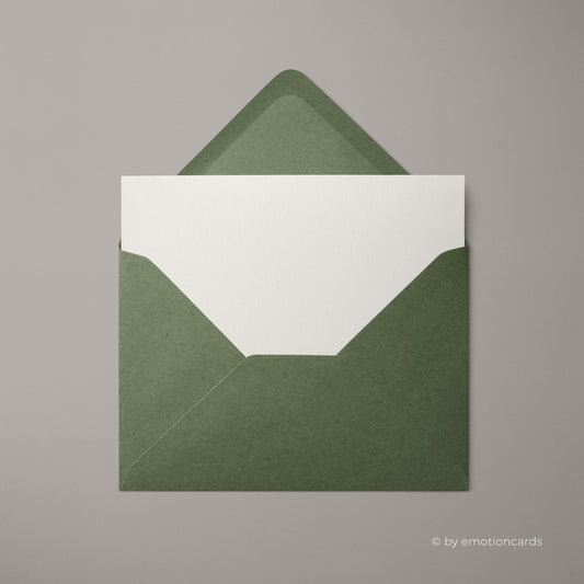 Kraftpapier Kuvert Grün | Format DIN B6 (177 x 125 mm) mit spitzer Klappe | Nassklebend
