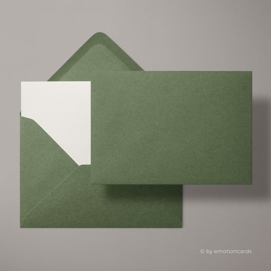 Kraftpapier Kuvert Grün | Format DIN B6 (177 x 125 mm) mit spitzer Klappe | Nassklebend