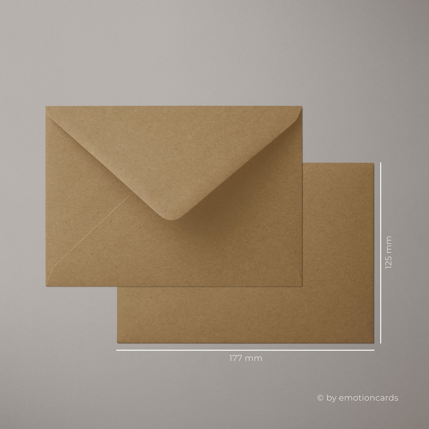 Kraftpapier Kuvert Braun | Format DIN B6 (177 x 125 mm) mit spitzer Klappe | Nassklebend