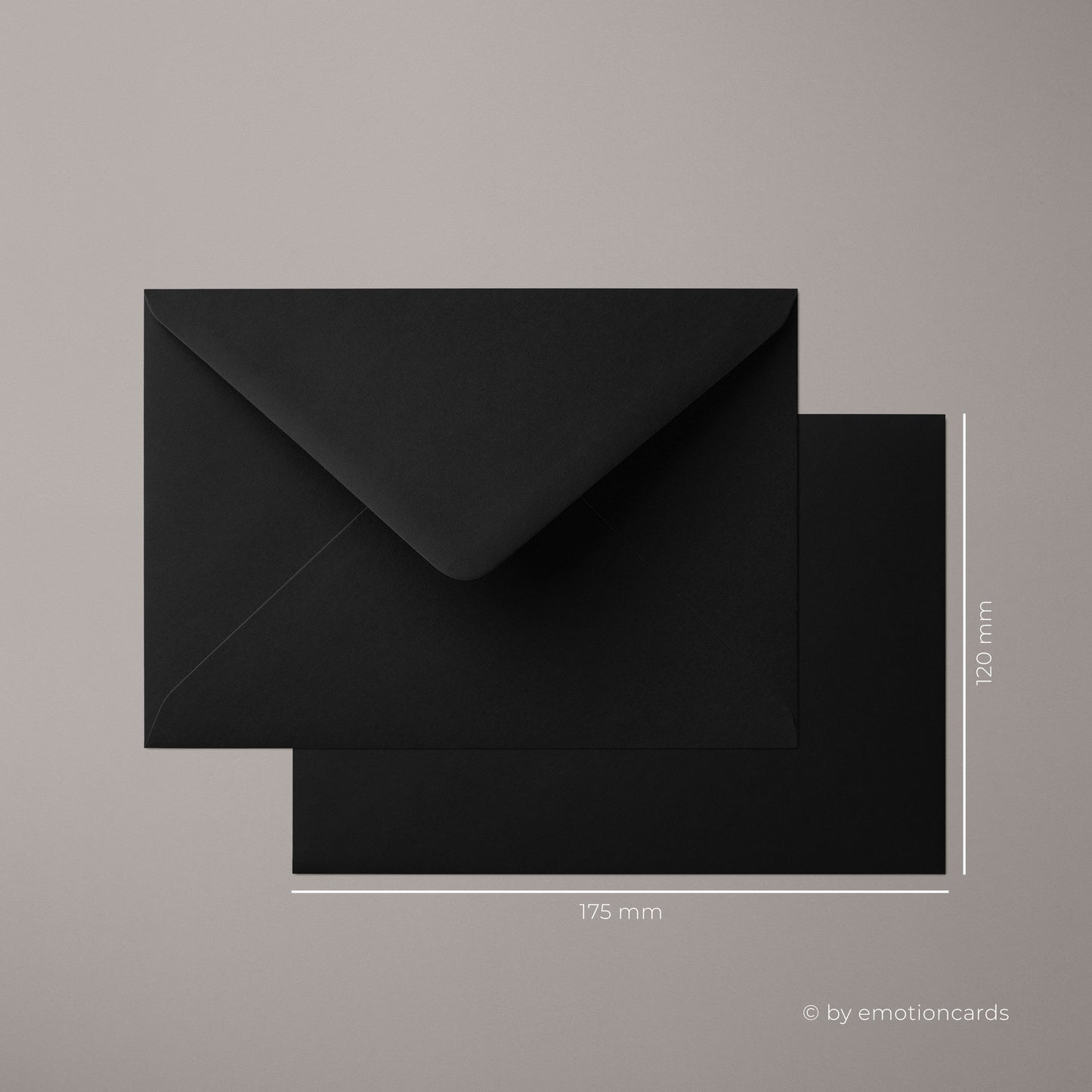 Kuvert Schwarz | Format DIN B6 (175 x 120 mm) mit spitzer Klappe | Nassklebend