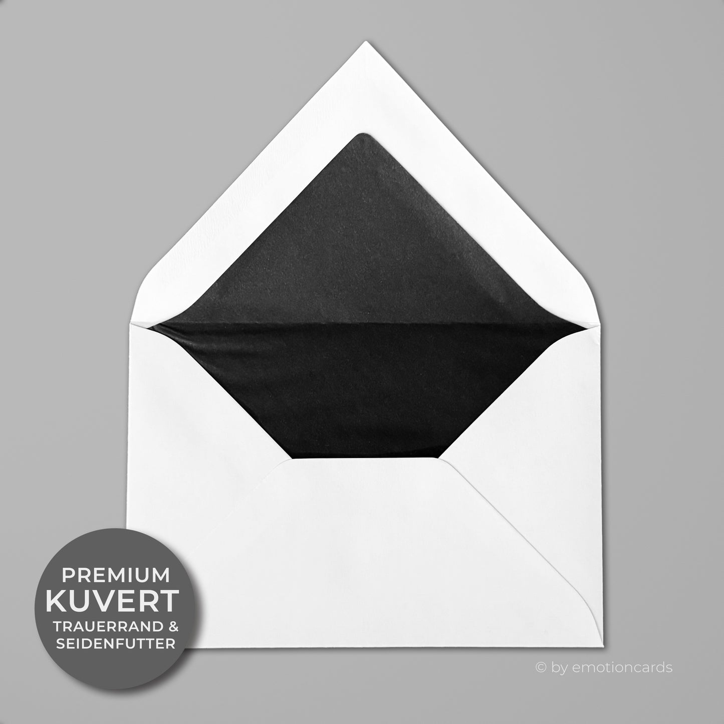 Trauerbriefumschläge | Trauerkuverts | Schwarzes Seidenfutter | Schwarzer Rahmen | Nassklebung | Format B6 (175 mm x 120 mm)