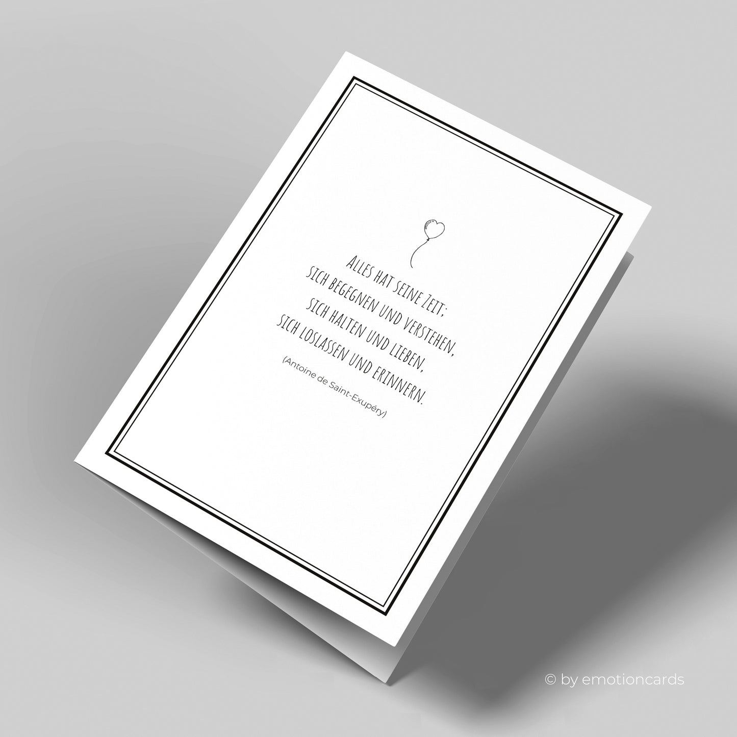 Elegante Trauerkarte (Klappkarte) | Beileidskarte | mit Rahmen | Premium-Karton | Inkl. Umschlag | Große Karte (115mm x 170mm)