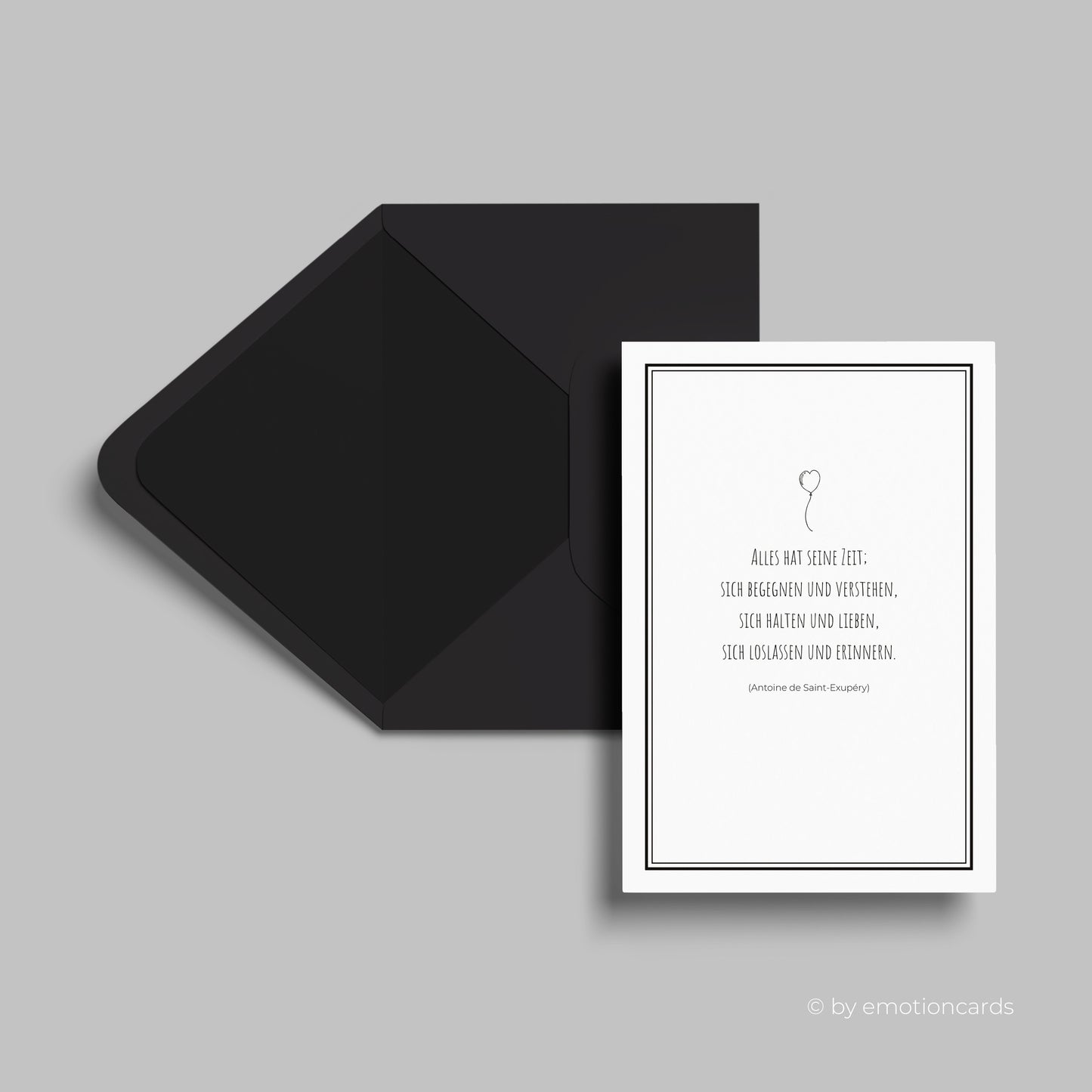 Elegante Trauerkarte (Klappkarte) | Beileidskarte | mit Rahmen | Premium-Karton | Inkl. Umschlag | Große Karte (115mm x 170mm)