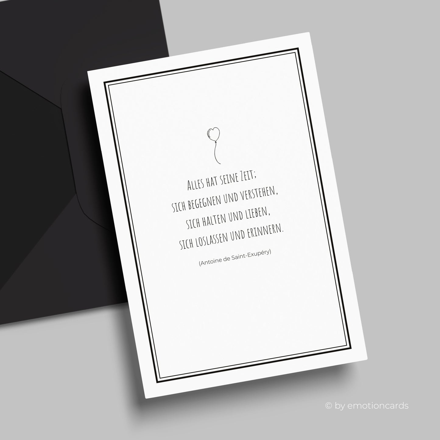 Elegante Trauerkarte (Klappkarte) | Beileidskarte | mit Rahmen | Premium-Karton | Inkl. Umschlag | Große Karte (115mm x 170mm)