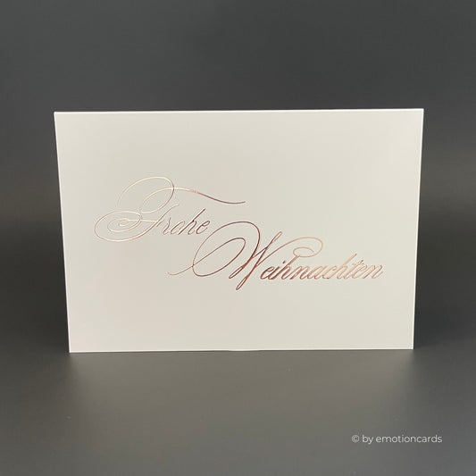 Weihnachtskarte Heißfolie rosé | Frohne Weihnachten elegant
