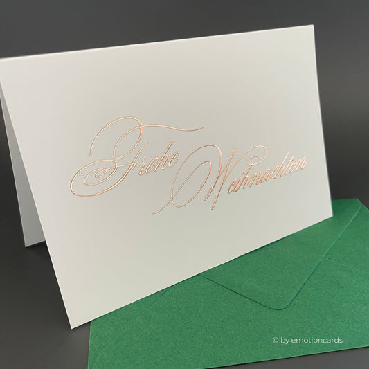 Weihnachtskarte Heißfolie rosé | Frohne Weihnachten elegant