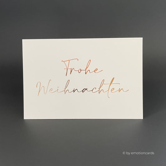 Weihnachtskarte Heißfolie rosé | Frohe Weihnachten modern