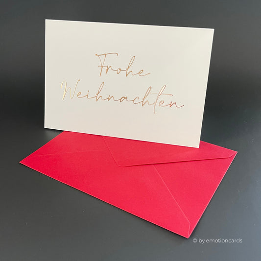 Weihnachtskarte Heißfolie rosé | Frohe Weihnachten modern