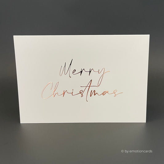 Weihnachtskarte Heißfolie rosé | Merry Christmas modern