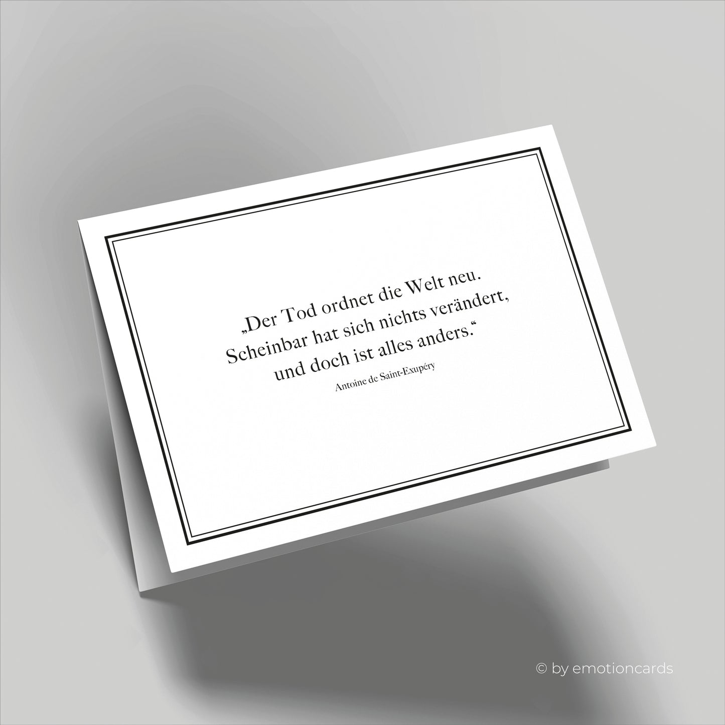 Elegante Trauerkarte (Klappkarte) | Beileidskarte | mit Rahmen | Premium-Karton | Inkl. Umschlag | Große Karte (170mm x 115mm)