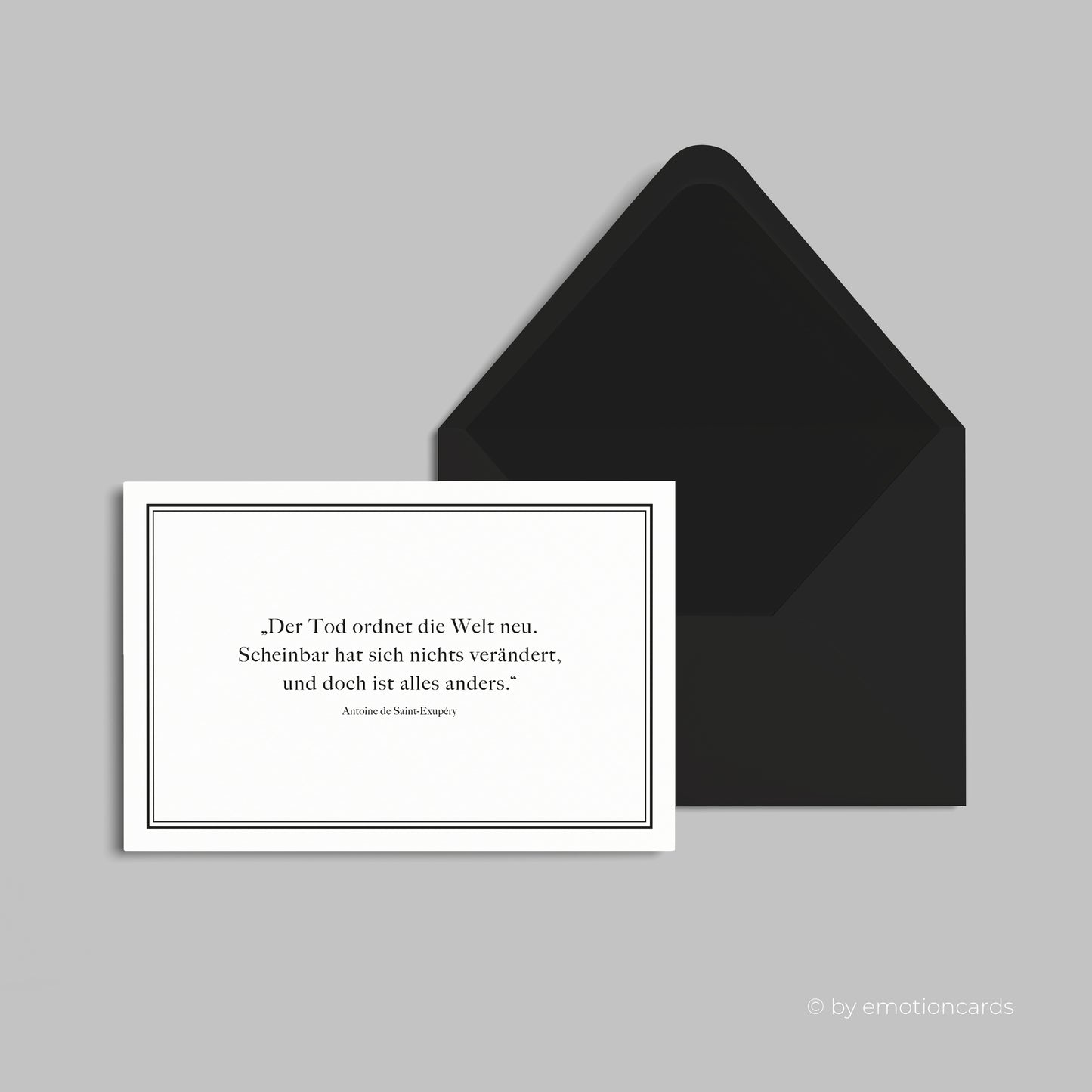 Elegante Trauerkarte (Klappkarte) | Beileidskarte | mit Rahmen | Premium-Karton | Inkl. Umschlag | Große Karte (170mm x 115mm)