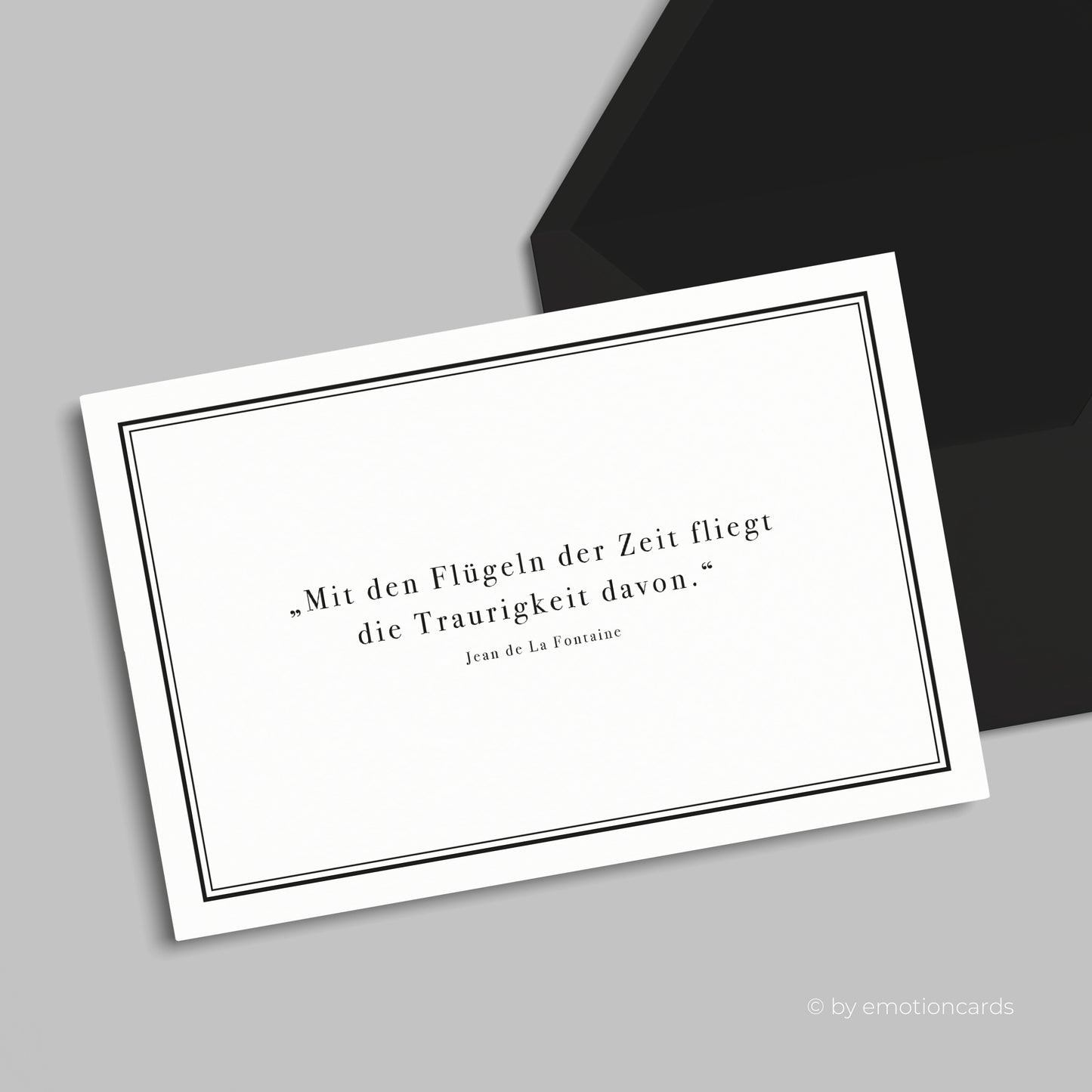 Elegante Trauerkarte (Klappkarte) | Beileidskarte | mit Rahmen | Premium-Karton | Inkl. Umschlag | Große Karte (170mm x 115mm)