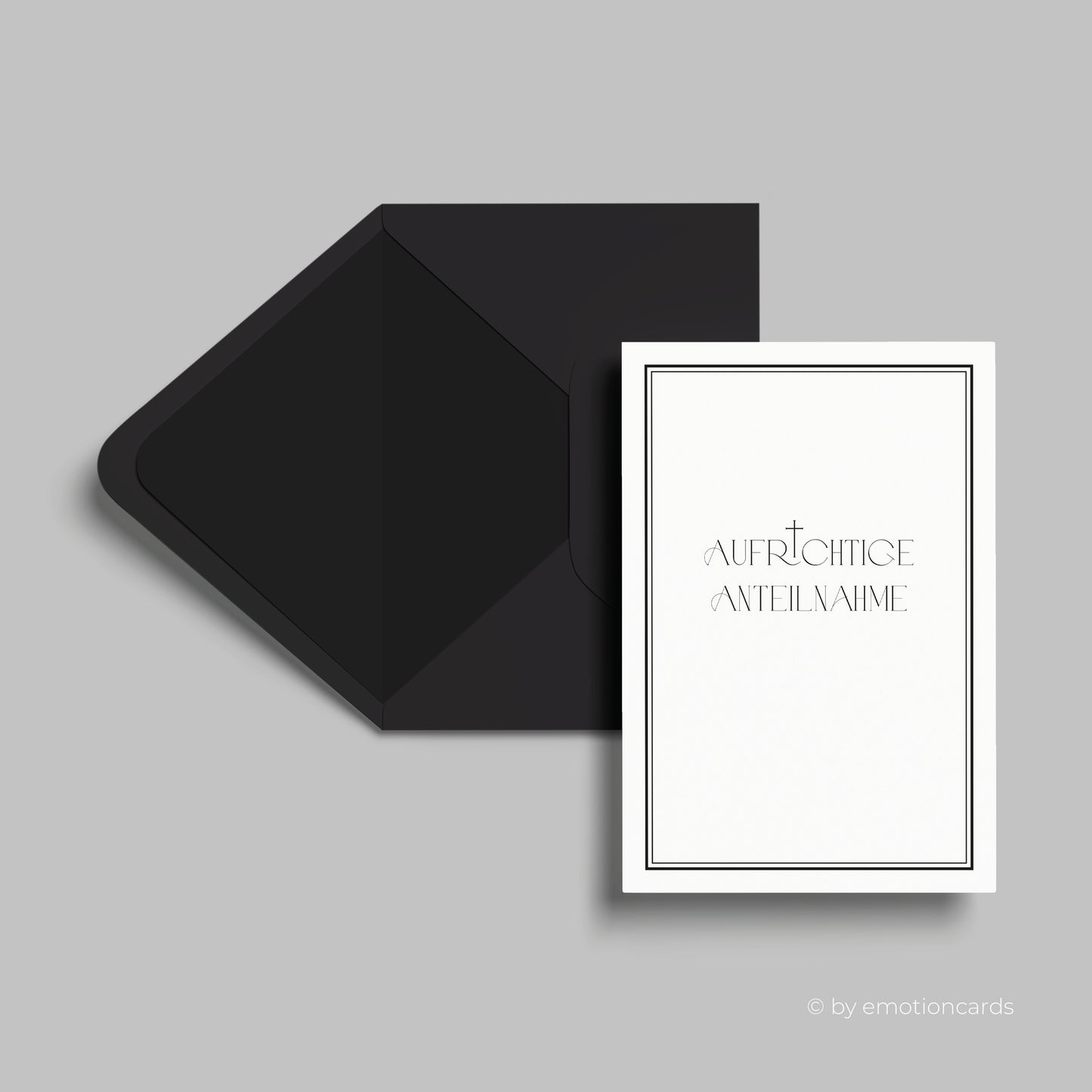 Elegante Trauerkarte (Klappkarte) | Aufrichtige Anteilnahme| mit Rahmen | Premium-Karton | Inkl. Umschlag | Große Karte (115mm x 170mm)