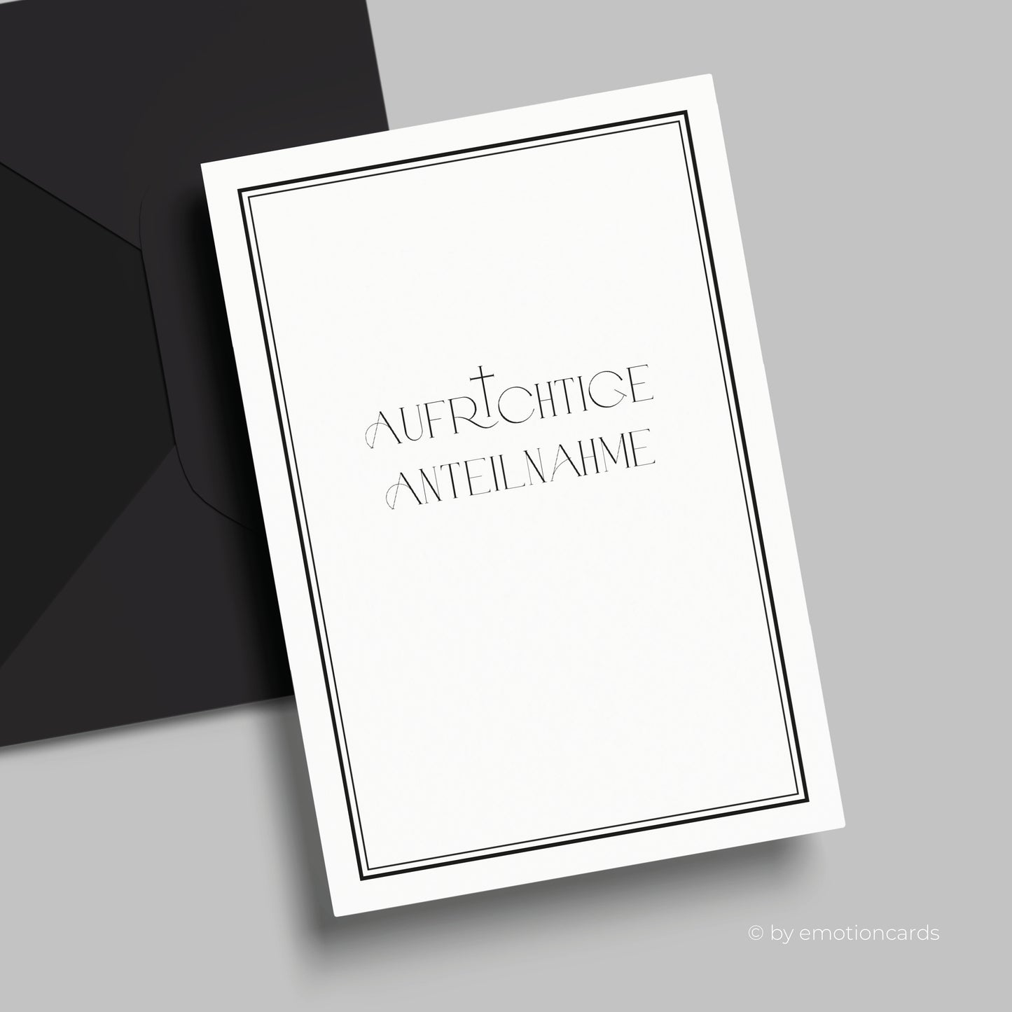 Elegante Trauerkarte (Klappkarte) | Aufrichtige Anteilnahme| mit Rahmen | Premium-Karton | Inkl. Umschlag | Große Karte (115mm x 170mm)