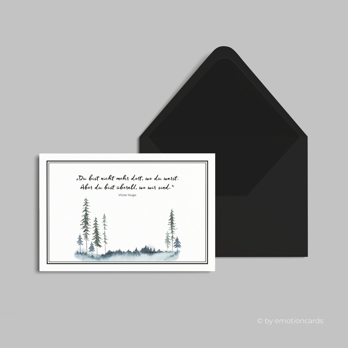 Elegante Trauerkarte (Klappkarte) | Beileidskarte | mit Rahmen | Premium-Karton | Inkl. Umschlag | Große Karte (170mm x 115mm)