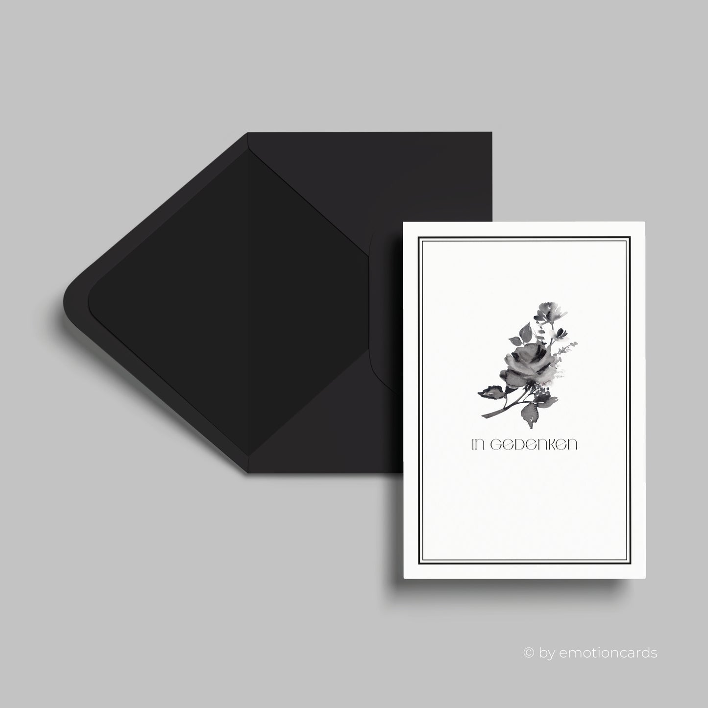 Elegante Trauerkarte (Klappkarte) | In Gedenken | mit Rahmen | Premium-Karton | Inkl. Umschlag | Große Karte (115mm x 170mm)