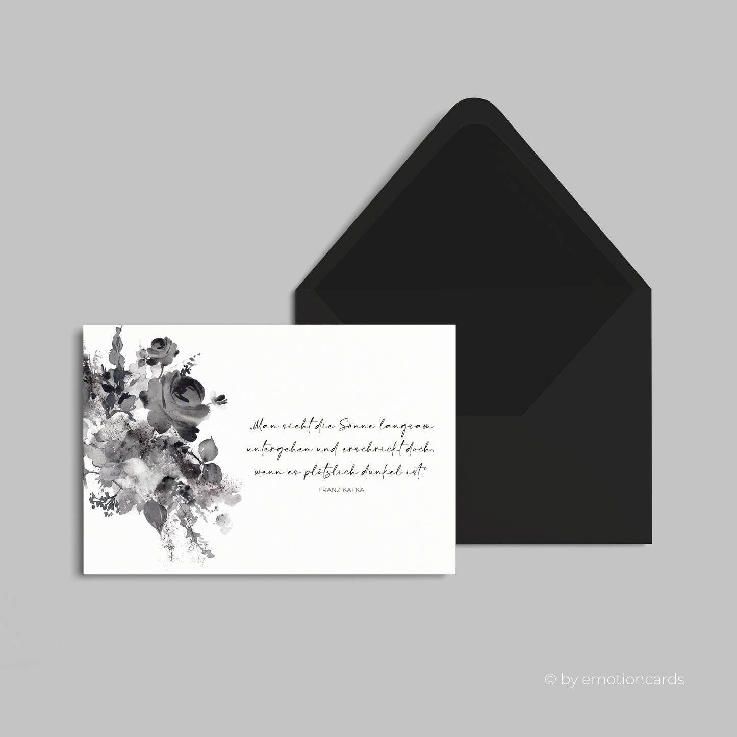 Elegante Trauerkarte (Klappkarte) | Beileidskarte | Premium-Karton | Inkl. Umschlag | Große Karte (170mm x 115mm)