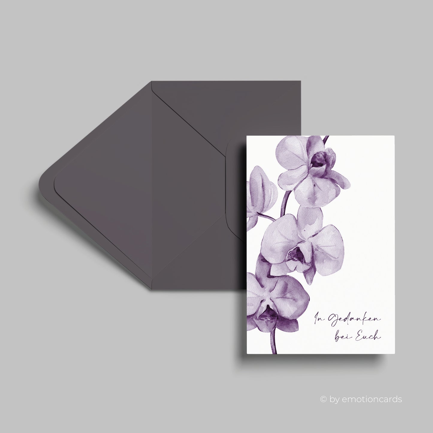 Trauerkarte | In Gedanken bei Euch - Orchidee