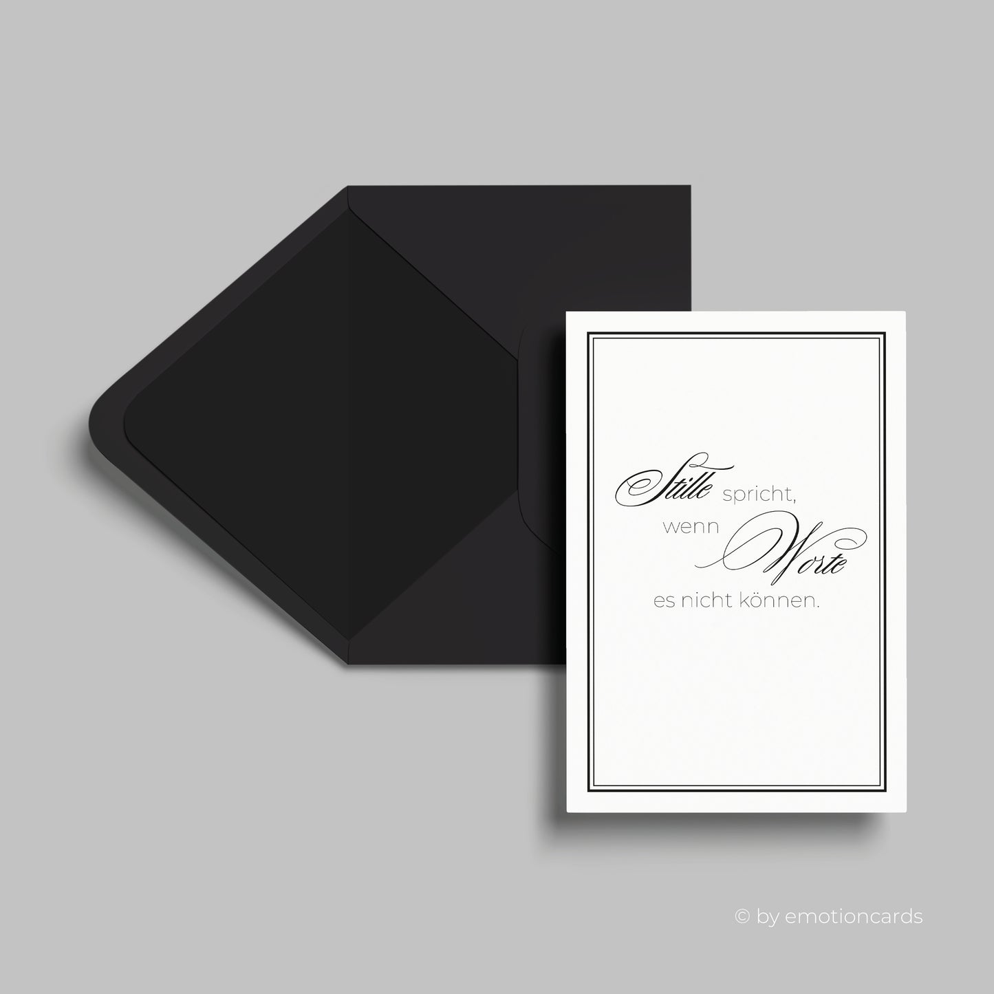 Elegante Trauerkarte (Klappkarte) | Beileidskarte | mit Rahmen | Premium-Karton | Inkl. Umschlag | Große Karte (115mm x 170mm)